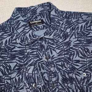 EXPRESS Men's Size‎ L Floral Navy Button Down Shirt 100% Cotton NWOT
